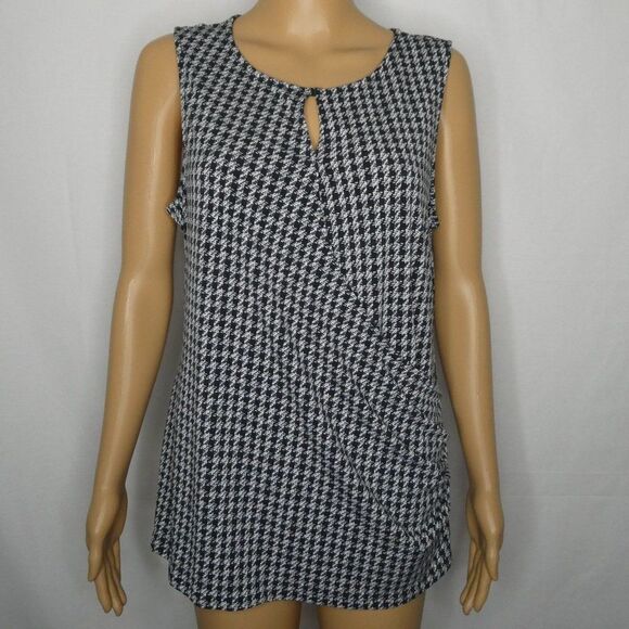 41 Hawthorn Keyhole Faux Wrap Houndstooth Blouse M - Picture 1 of 6